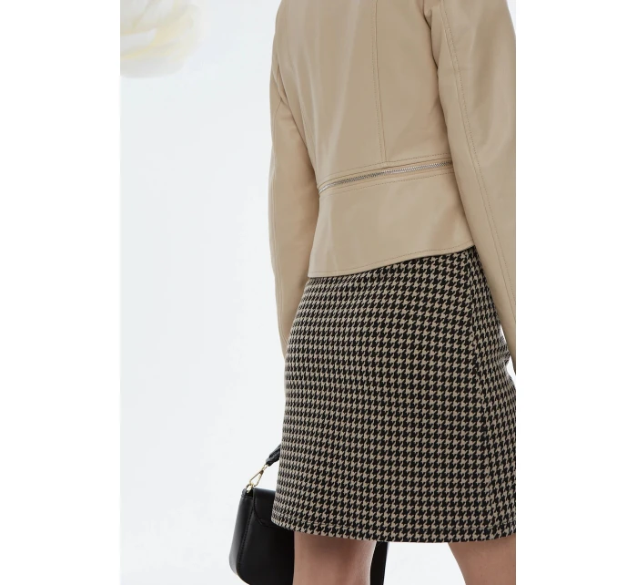Elegantná kožená bunda JAC0400 beige - Monnari