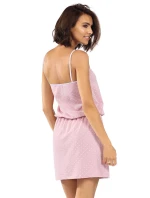 Dámské noční košile model 20985398 Pudrově růžová s bílou vzor - Lorin Dámské noční košile model 20985398 Pudrově růžová s bílou vzor - Lorin