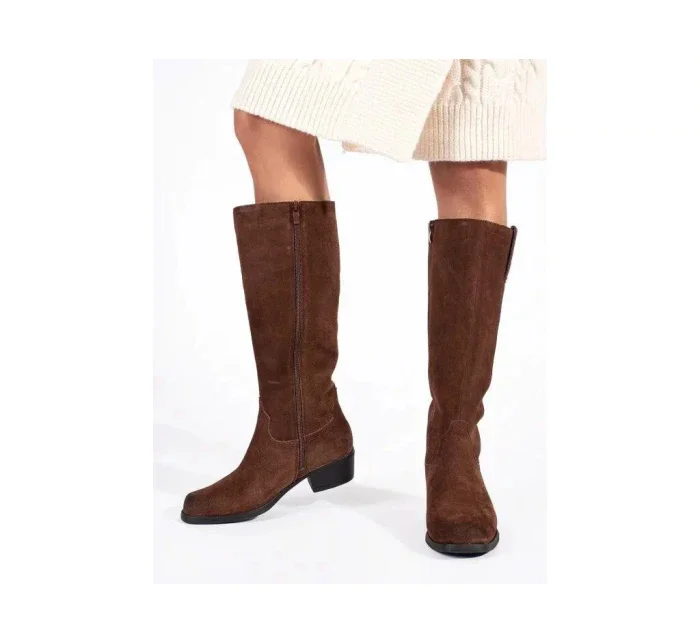 Dámské kozačky model 21066318 Tmavě hnědá - SERGIO LEONE Dámské kozačky model 21066318 Tmavě hnědá - SERGIO LEONE