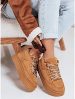 Dámské tenisky s kožešinou na platformě camel Dstreet model 21992186 - FashionStreet