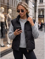 Dámska prešívaná vesta so stojáčikom, čierna, FashionStreet TY5967 Dámska prešívaná vesta so stojáčikom, čierna, FashionStreet TY5967