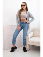 Dámska mikina s kapucňou a sťahovacou šnúrkou šedá