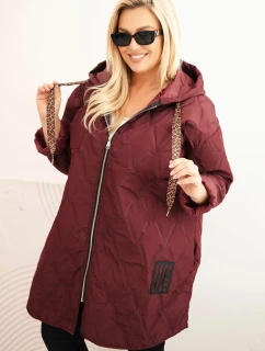 Dámska prešívaná bunda s kapucňou a HOPE Plum