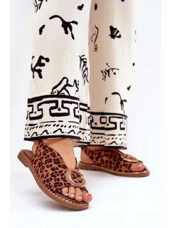 Ploché Sandály S Dekorací Hnědé model 21685686 - Boto