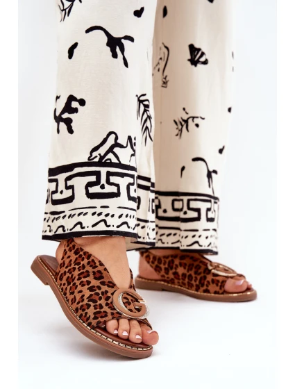 Ploché Sandály S Dekorací Hnědé model 21685686 - Boto