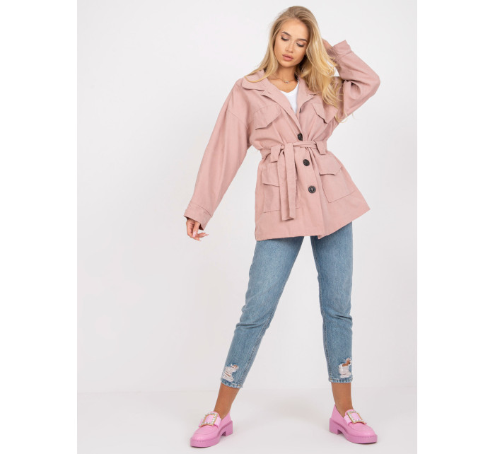 Prašný ružový dámsky kabát s podšívkou