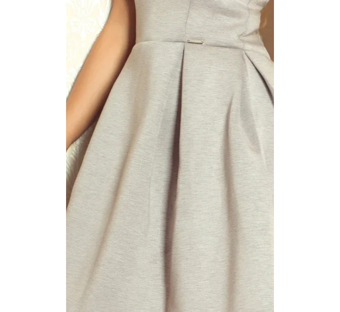 Dámske spoločenské neoprén šaty korzetové GORZET krátke sivé - Šedá / L - Numoco