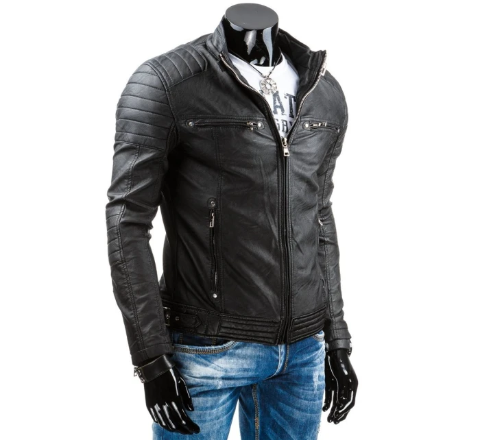 Pánská kožená bunda černá model 21962332 - FashionStreet Pánská kožená bunda černá model 21962332 - FashionStreet
