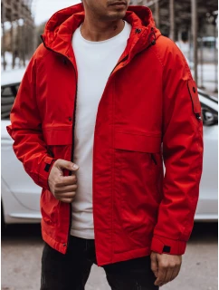 Pánska prechodná bunda s kapucňou červená FashionStreet TX4880