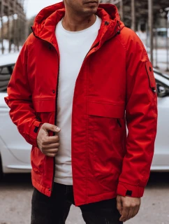 Pánska prechodná bunda s kapucňou červená FashionStreet TX4880