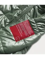 Krátka zelená dámska bunda s ozdobným lemovaním (B8030-10)