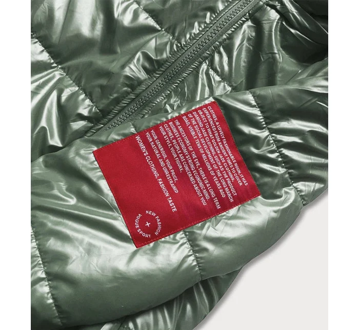 Krátka zelená dámska bunda s ozdobným lemovaním (B8030-10)