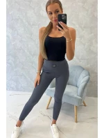 Pruhované legíny v grafitovej farbe