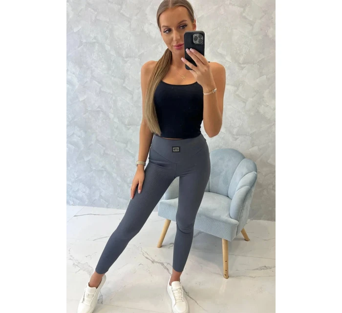 Pruhované legíny v grafitovej farbe