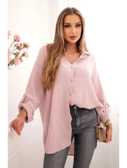 Plus veľkosť bavlnené mušelínové tričko tmavo púdrová ružová