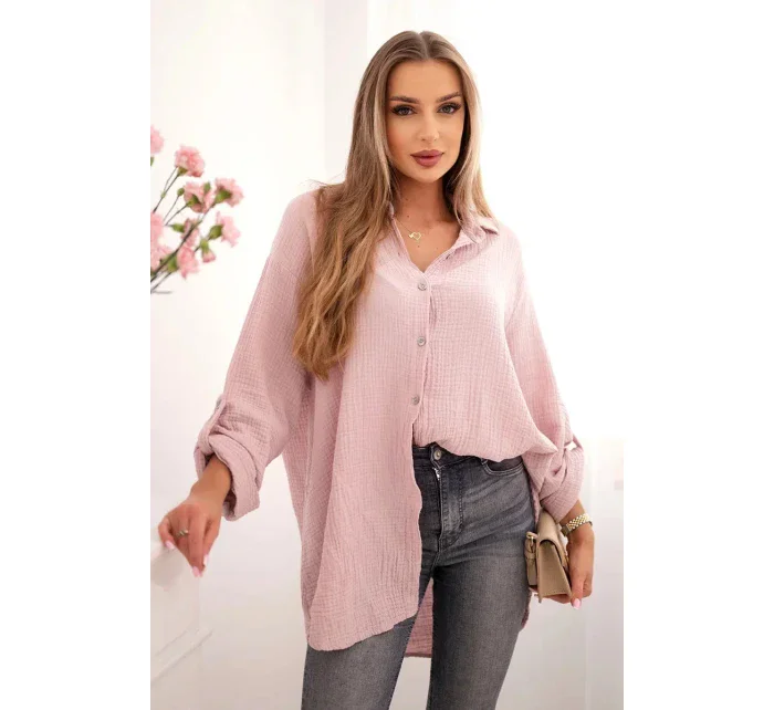 Plus veľkosť bavlnené mušelínové tričko tmavo púdrová ružová