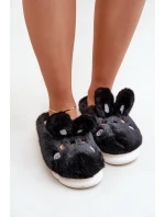 Futrzane Kapcie Z Motywem Króliczka Czarne Natasha