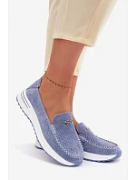 Dámské mokasíny z přírodního semiše modré model 22095022 - EVENTO