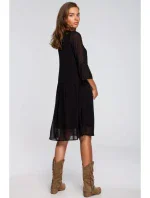 S236 Jednoduché šifónové šaty - čierne