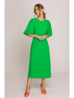 model 20966284 Šaty s puff rukávy zelené - STYLOVE