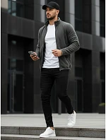 Pánska tmavosivá mikina na zips FashionStreet BX4772