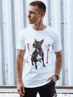 Pánske biele tričko s potlačou FashionStreet RX5608
