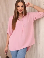 Blúzka s predĺženým zadným dielom púdrovo ružová