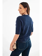 Dámský svetr z baby alpaky s krátkým rukávem a kulatým výstřihem model 22294764 - K-Fashion