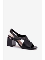 Elegantní Dámské Sandály Na Podpatku model 21695144 Černé - VINCEZA