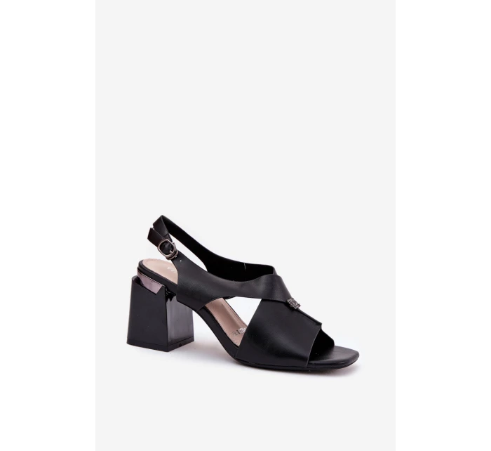 Elegantní Dámské Sandály Na Podpatku model 21695144 Černé - VINCEZA