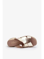 Zazoo Kožené papuče na bloku, zlaté Zazoo Kožené papuče na bloku, zlaté