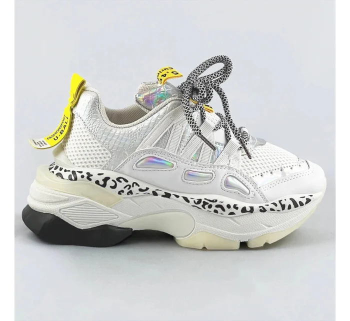 Biele dámske seakersy s panterím vzorom (BX1827-SP)