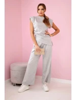 Asymetrická blúzka + nohavice sivá Asymetrická blúzka + nohavice sivá