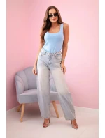 Dámska blúzka bez ramienok s výstrihom modrá