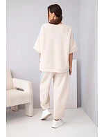 Dámska maslová viskózna mikina a nohavice s tienidlami béžová