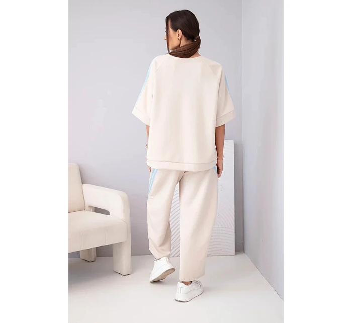 Dámska maslová viskózna mikina a nohavice s tienidlami béžová