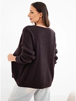 Dámský svetr z alpaky bez zapínání a s dlouhým rukávem hnědý Dámský svetr z alpaky bez zapínání a s dlouhým rukávem hnědý
