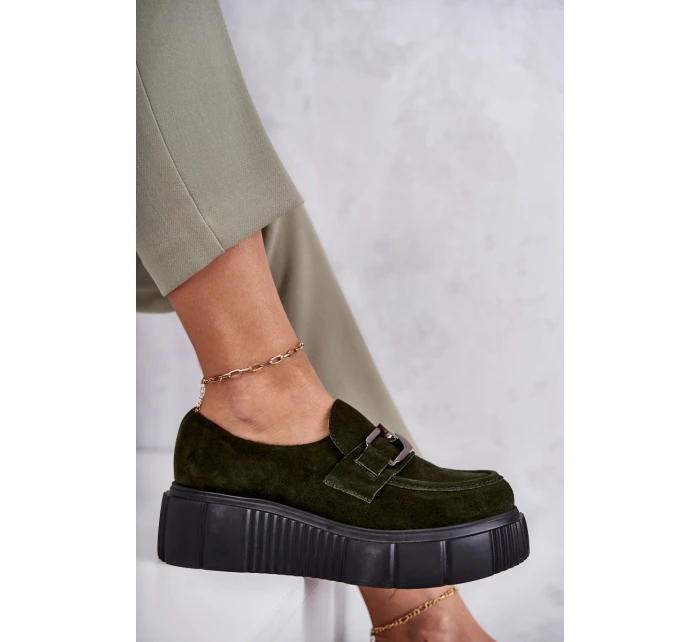 Modne Zamszowe Półbuty Na Platformie Khaki Lemar Marsol Modne Zamszowe Półbuty Na Platformie Khaki Lemar Marsol