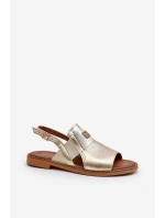 model 21650265 Dámské Kožené Sandály Zlaté - Zazoo