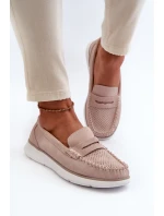 Sametové mokasíny na platformě model 21655642 Beige - SERGIO LEONE