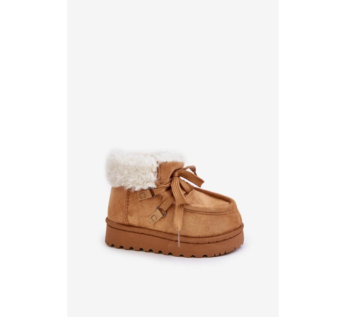 Śniegowce Botki Dziecięce Ocieplane Futerkiem Camel Adelane