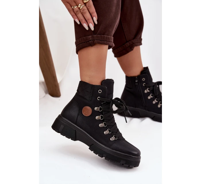 Ocieplane Trapery Damskie Na Platformie Czarne Zaraine Ocieplane Trapery Damskie Na Platformie Czarne Zaraine