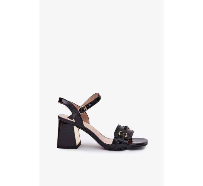 Dámske lakované sandále na kolene - čierne Mevonelle Dámske lakované sandále na kolene - čierne Mevonelle