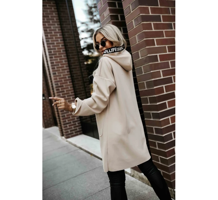 model 21379613 Ležérní kabát s kapsami a kapucí béžový - numoco basic model 21379613 Ležérní kabát s kapsami a kapucí béžový - numoco basic