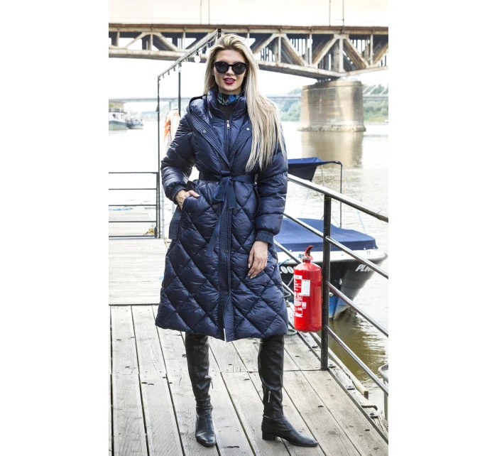 DŁUGA KURTKA PUCHOWA DAMSKA GRANATOWA model 21244364 - Ann Gissy