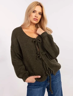 Volný dámský kardigan v khaki barvě model 20840824 - Factory Price
