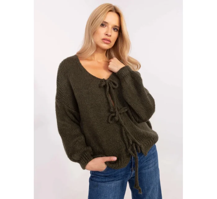Volný dámský kardigan v khaki barvě model 20840824 - Factory Price