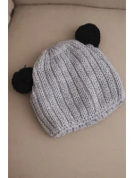Dámska zimná vlnená čiapka s bambulou K433 svetlo sivá