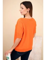 Dámský svetr z viskózy s krátkým rukávem oranžový