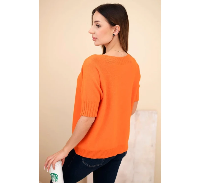 Dámský svetr z viskózy s krátkým rukávem oranžový